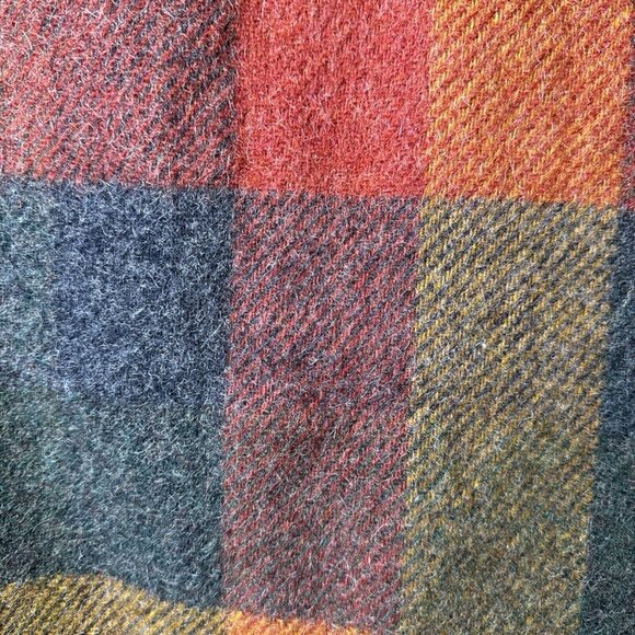 Vintage 80sWoolrich Jacket Wool Mohair Autumn Plaid Leather Collar Women's M USA - Picture 5 of 10